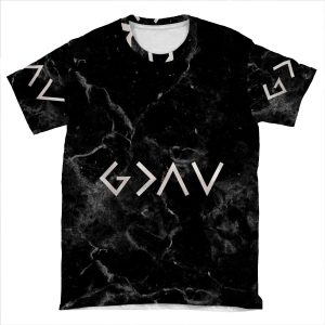 God Is Greater Than The Highs And Lows - Christian Quote - Black Marble AOP T-shirt Tee