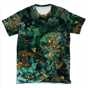 Gold Indigo Malachite Marble AOP T-shirt Tee