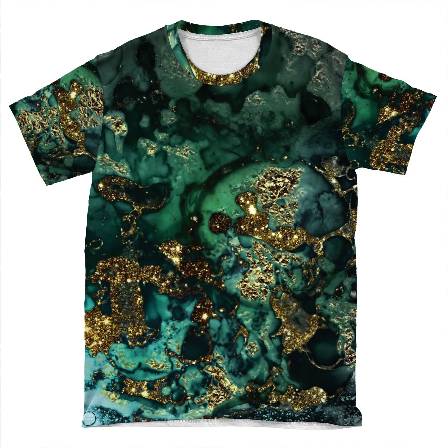 Gold Indigo Malachite Marble AOP T-shirt Tee