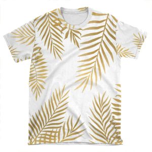 Gold Palm Leaves AOP T-shirt Tee