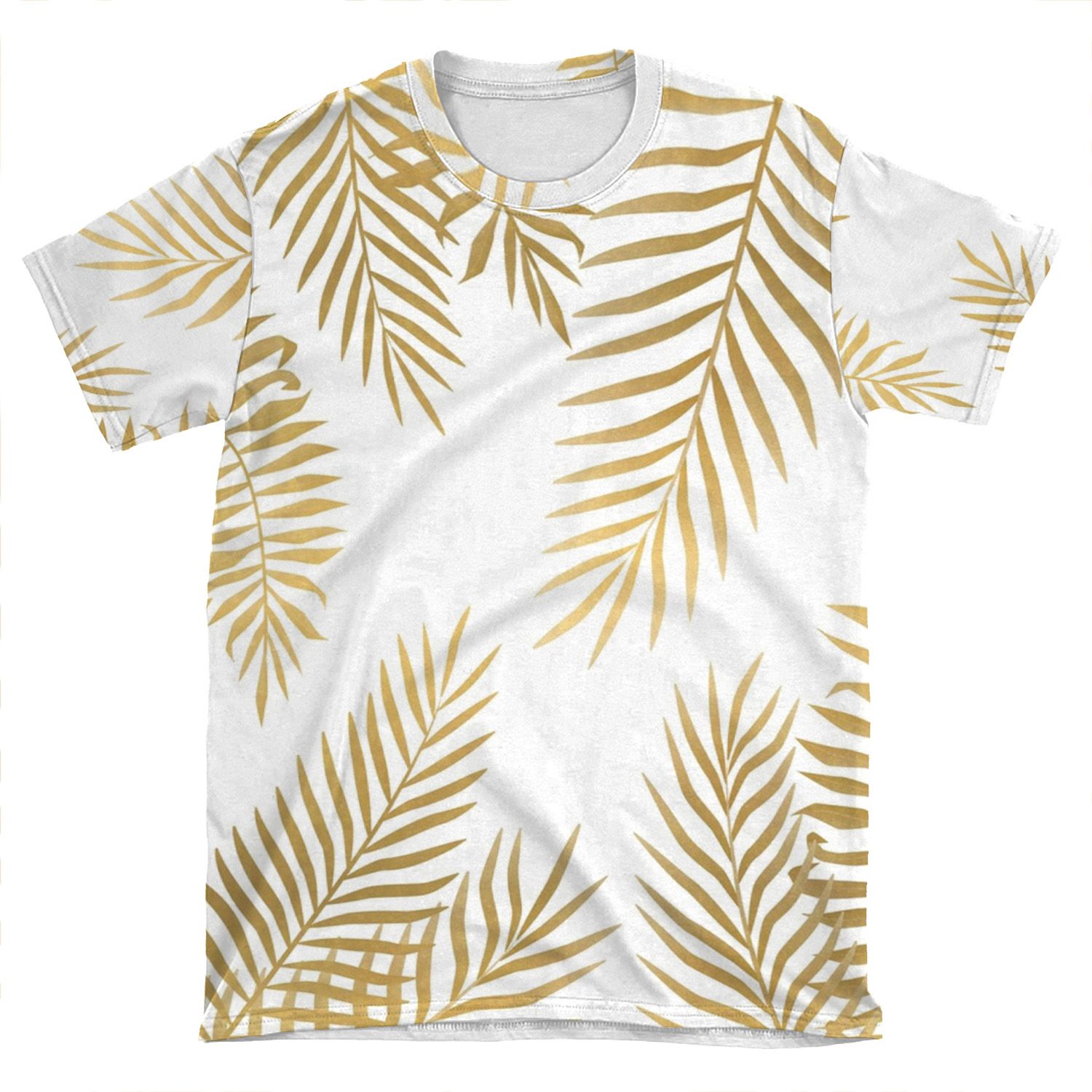 Gold Palm Leaves AOP T-shirt Tee