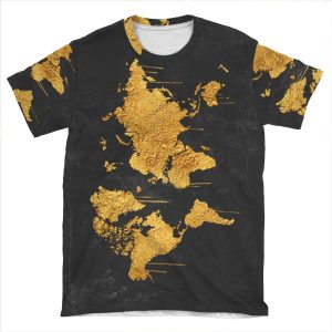 Gold World Map AOP T-shirt Tee