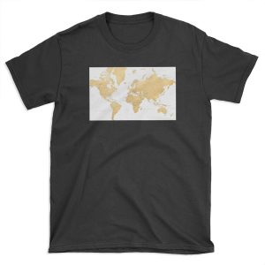 Gold world map with countries and states labelled T-shirt Tee