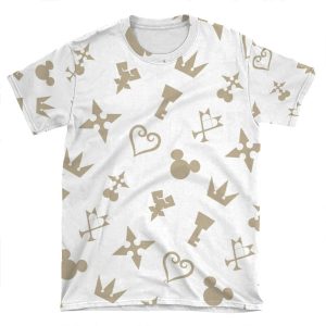 Golden Kingdom Hearts Symbols AOP T-shirt Tee