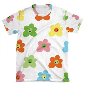 Golf Le Fleur Inspired Flower Smiley Pattern AOP T-shirt Tee