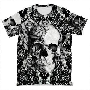 Gothic Lace Skull AOP T-shirt Tee
