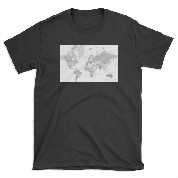 Gray world map with cities, states, countries T-shirt Tee