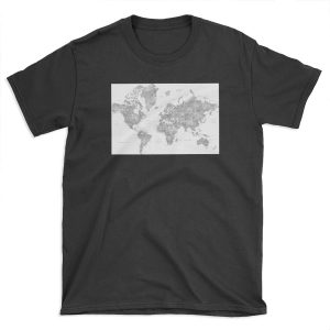 Grayscale watercolor world map with cities T-shirt Tee