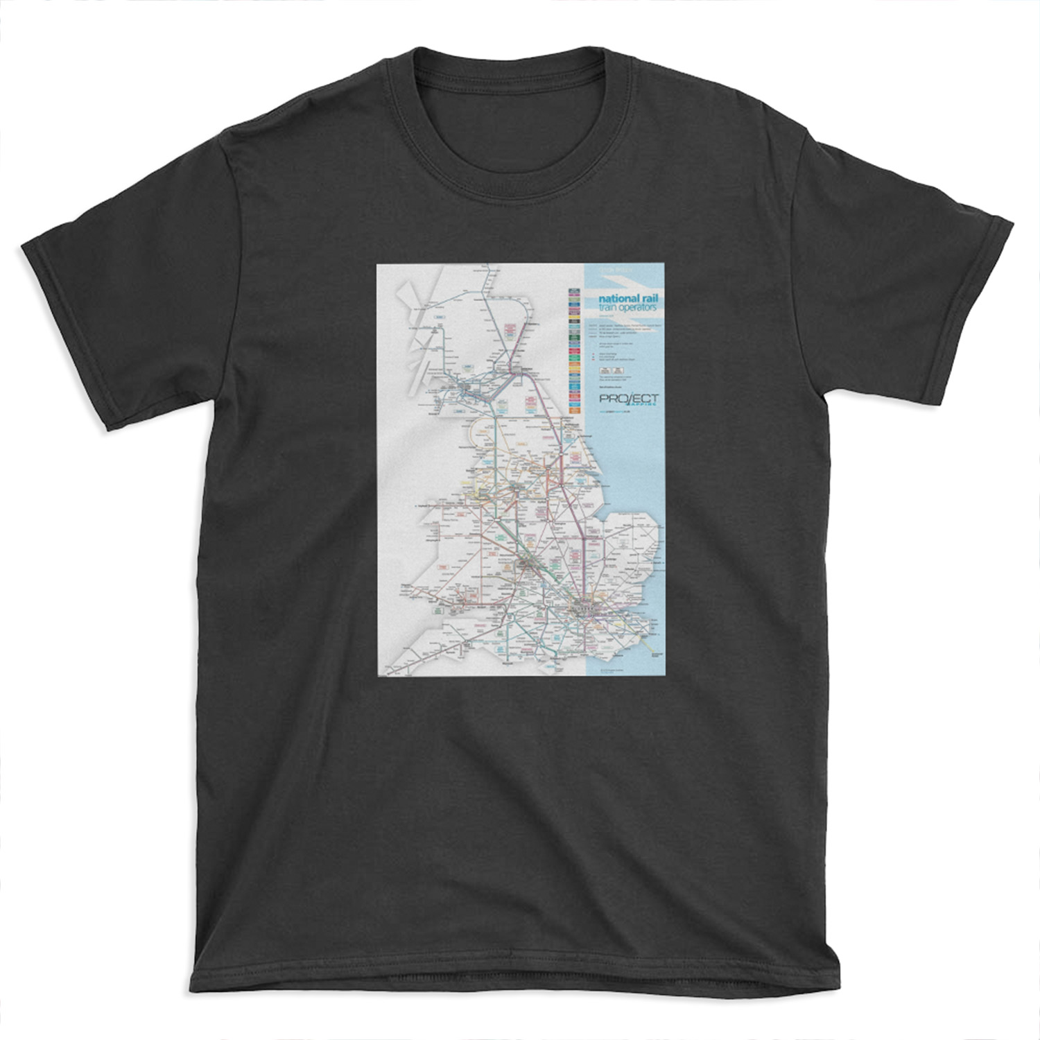 Great Britain national rail train operators map T-shirt Tee