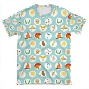 Greek Gods Mythology Repeat Pattern - Percy Jackson Inspired AOP T-shirt Tee