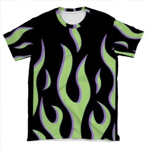 Green And Purple Flames AOP T-shirt Tee