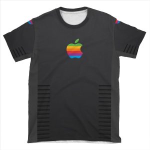 Grey Retro Apple Merch AOP T-shirt Tee