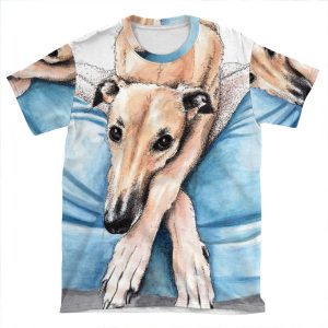 Greyhound On Blue Bed AOP T-shirt Tee