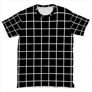 Grid Line Iphone 6 | White On Black AOP T-shirt Tee