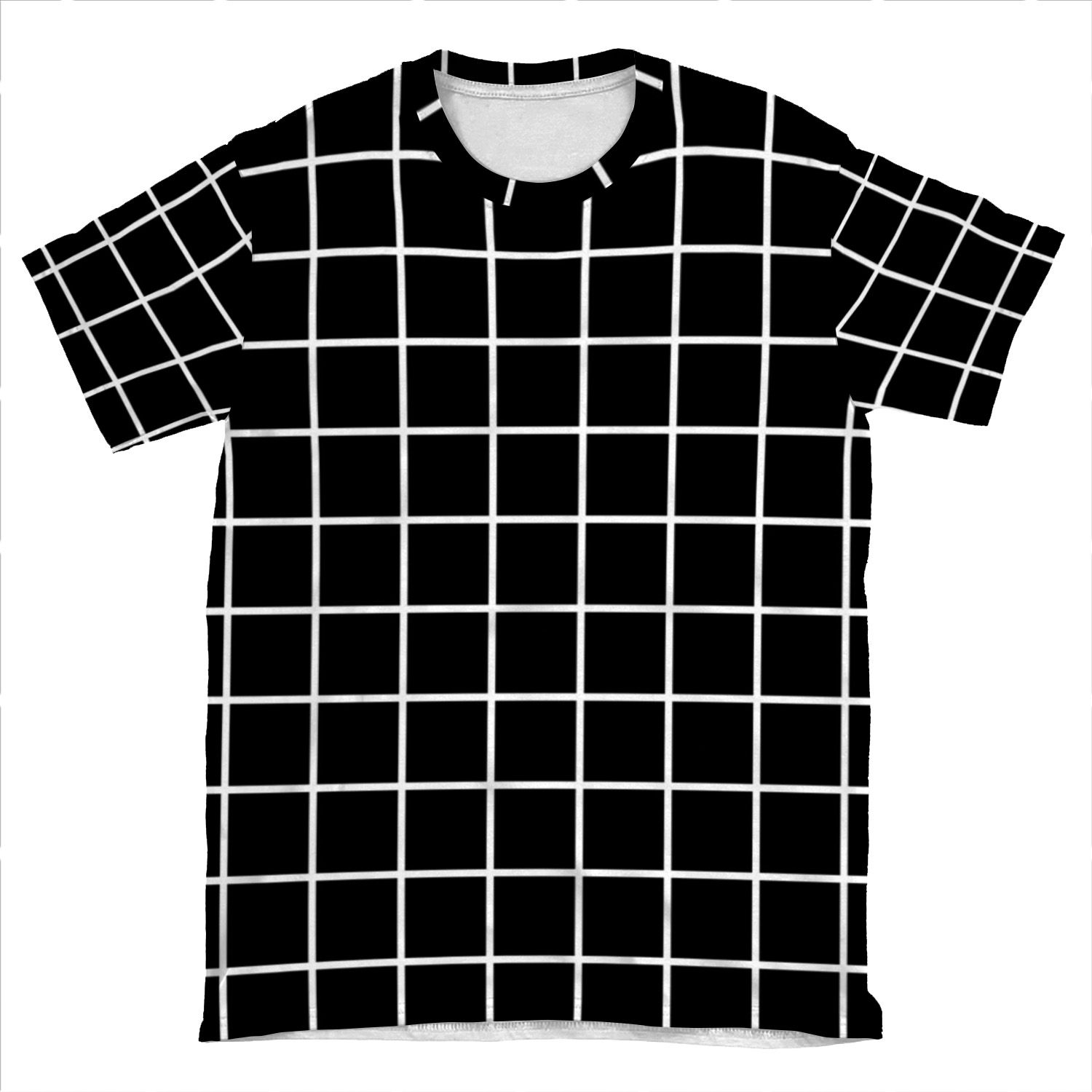 Grid Line Iphone 6 | White On Black AOP T-shirt Tee
