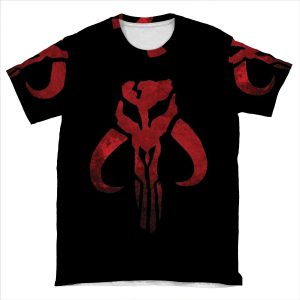 Grunge Distressed Mandalorian Logo AOP T-shirt Tee