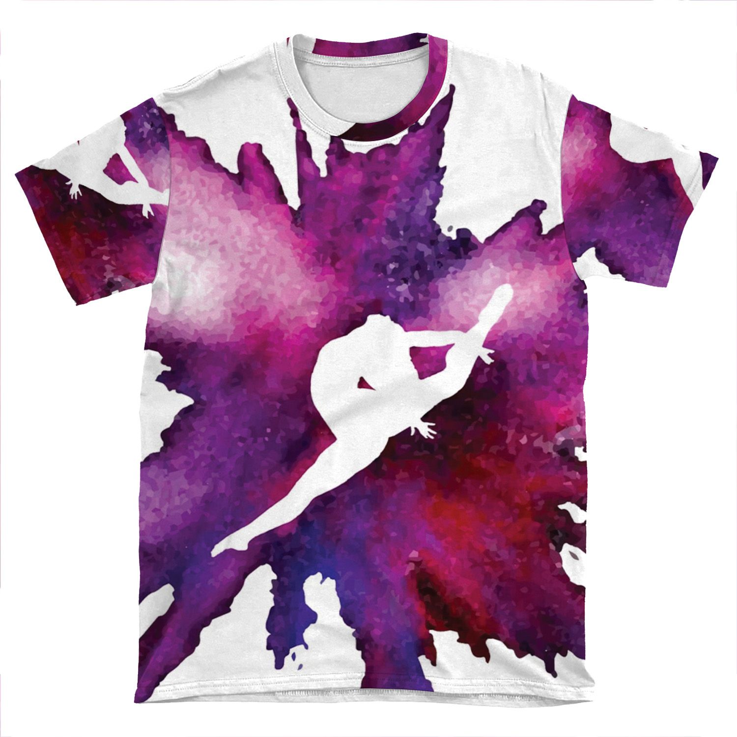 Gymnast Explosion Silhouette Galaxy AOP T-shirt Tee