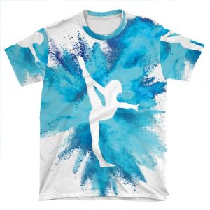 Gymnast Silhouette - Blue Explosion AOP T-shirt Tee