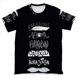 Haikyuu!! Teams - White On Black AOP T-shirt Tee