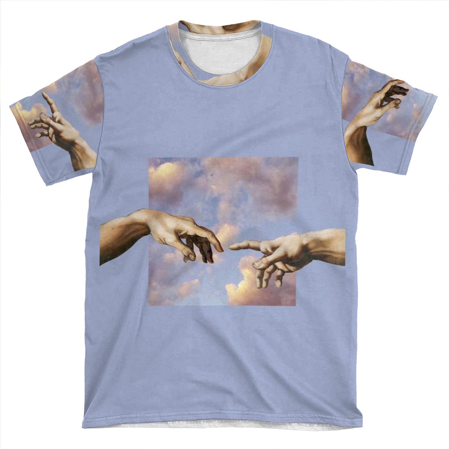 Hands Michelangelo Art Aesthetic Purple Painting AOP T-shirt Tee