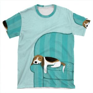 Happy Couch Dog | Cute Beagle AOP T-shirt Tee