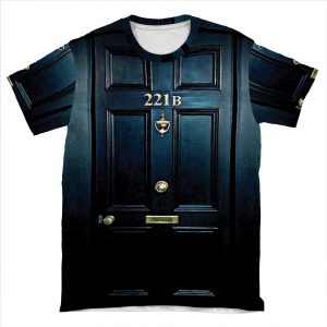 Haunted Blue Door With 221B Number AOP T-shirt Tee