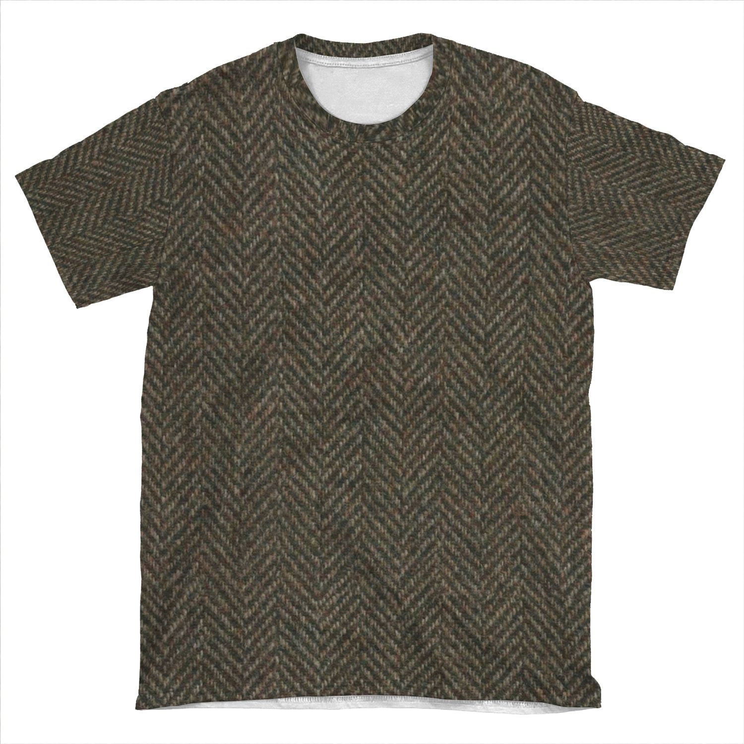 Herringbone Wool Tweed Fabric AOP T-shirt Tee