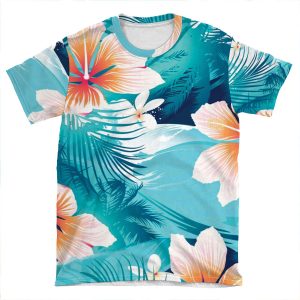 Hibiscus Flowers At The Beach AOP T-shirt Tee