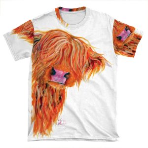 Highland Cow 'Peekaboo' By Shirley Macarthur AOP T-shirt Tee