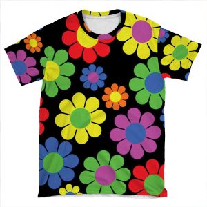 Hippy Flower Daisy Spring Pattern AOP T-shirt Tee