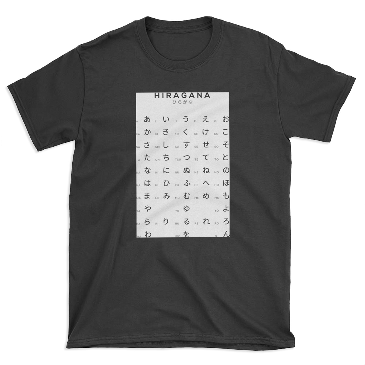 Hiragana Chart - Japanese Alphabet Learning Chart - White T-shirt Tee ...