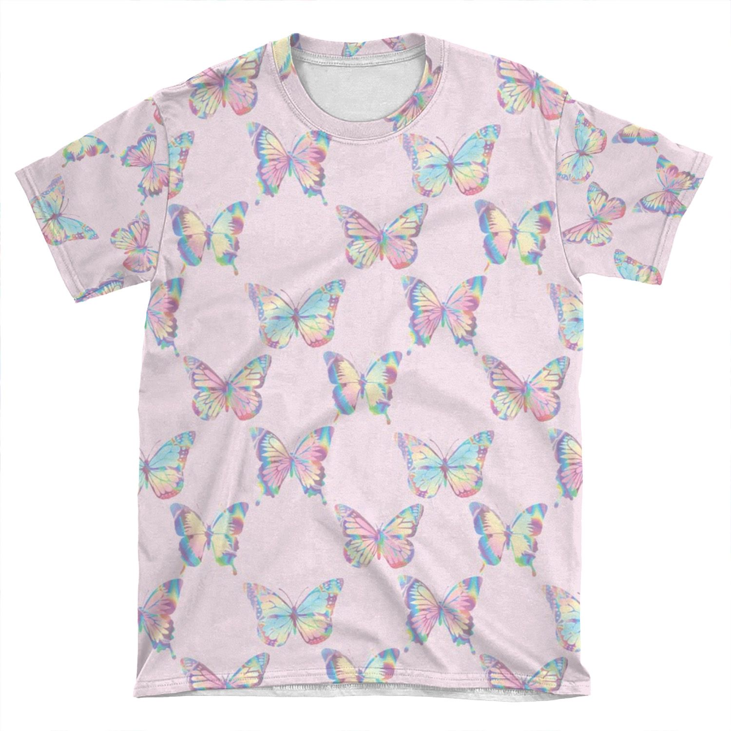 Holographic Butterfly Pattern 3 AOP T-shirt Tee