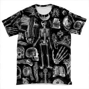 Human Anatomy Black Print AOP T-shirt Tee