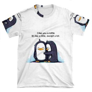 I Like You A Lottle Penguins AOP T-shirt Tee