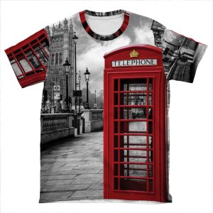 Iconic London: Red Phone Booth AOP T-shirt Tee