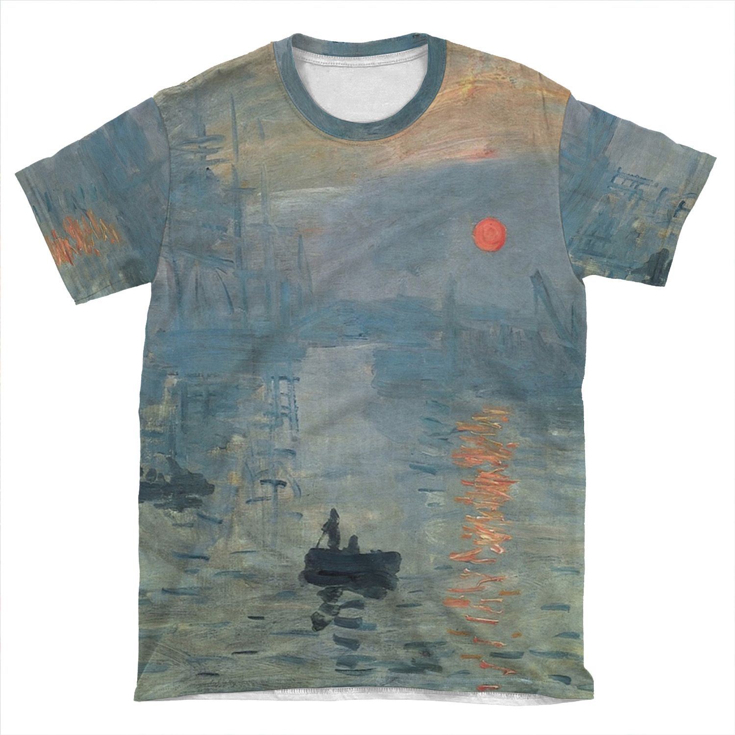 Impression Sunrise Painting By Claude Monet AOP T-shirt Tee