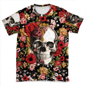 In Bloom Floral Skull AOP T-shirt Tee