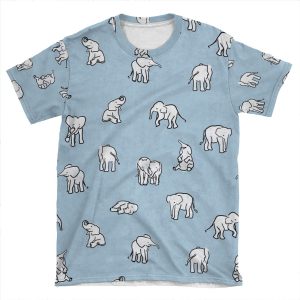 Indian Baby Elephants In Baby Blue AOP T-shirt Tee