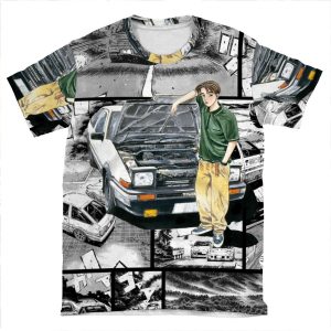 Initial D / Takumi Fujiwara - Manga Wall Design (Version 1) AOP T-shirt Tee