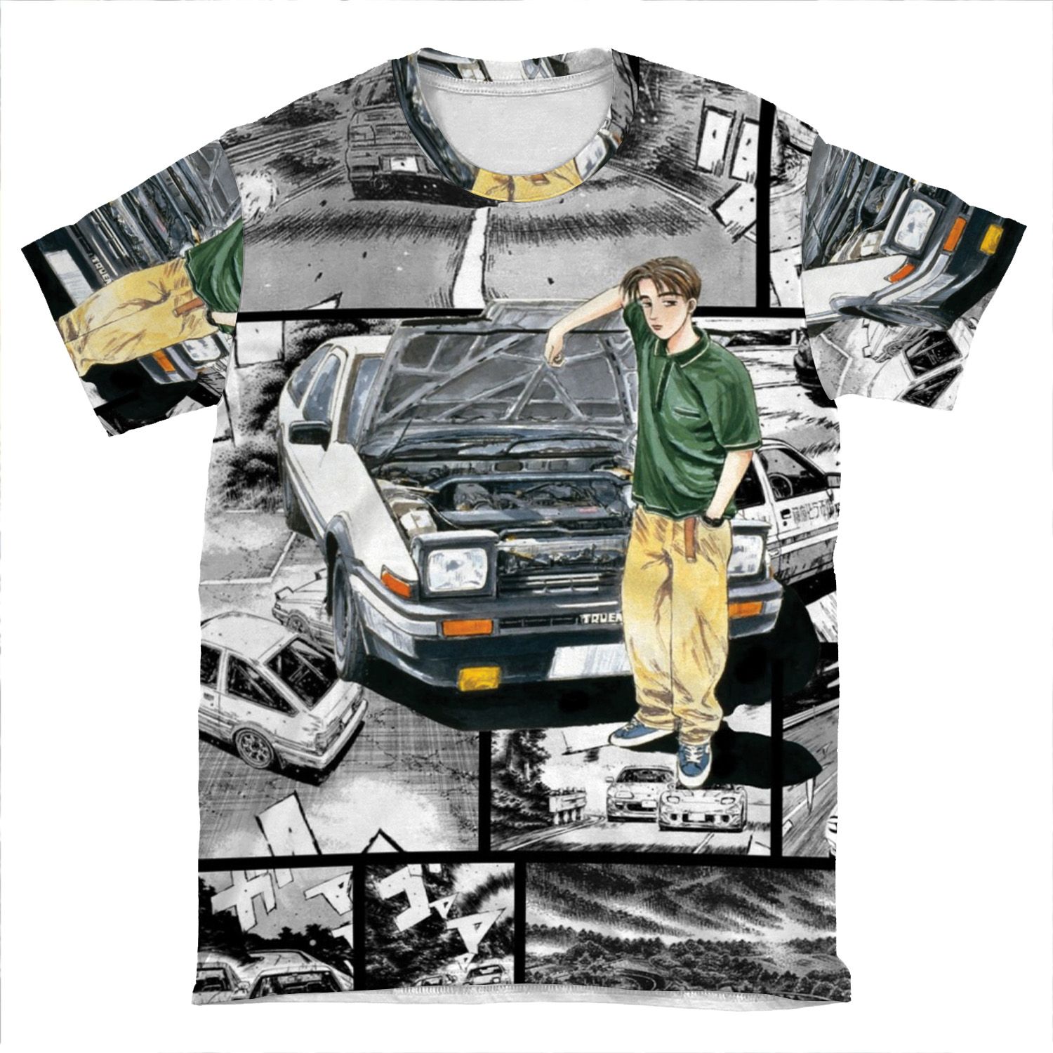 Initial D / Takumi Fujiwara - Manga Wall Design (Version 1) AOP T-shirt Tee