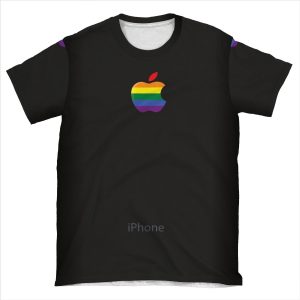 Iphone Space Gray Black Lesbian Gay Lgbt Rainbow Flag AOP T-shirt Tee