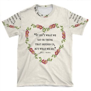 Jane Austen Floral 'Defines Us' Quote AOP T-shirt Tee