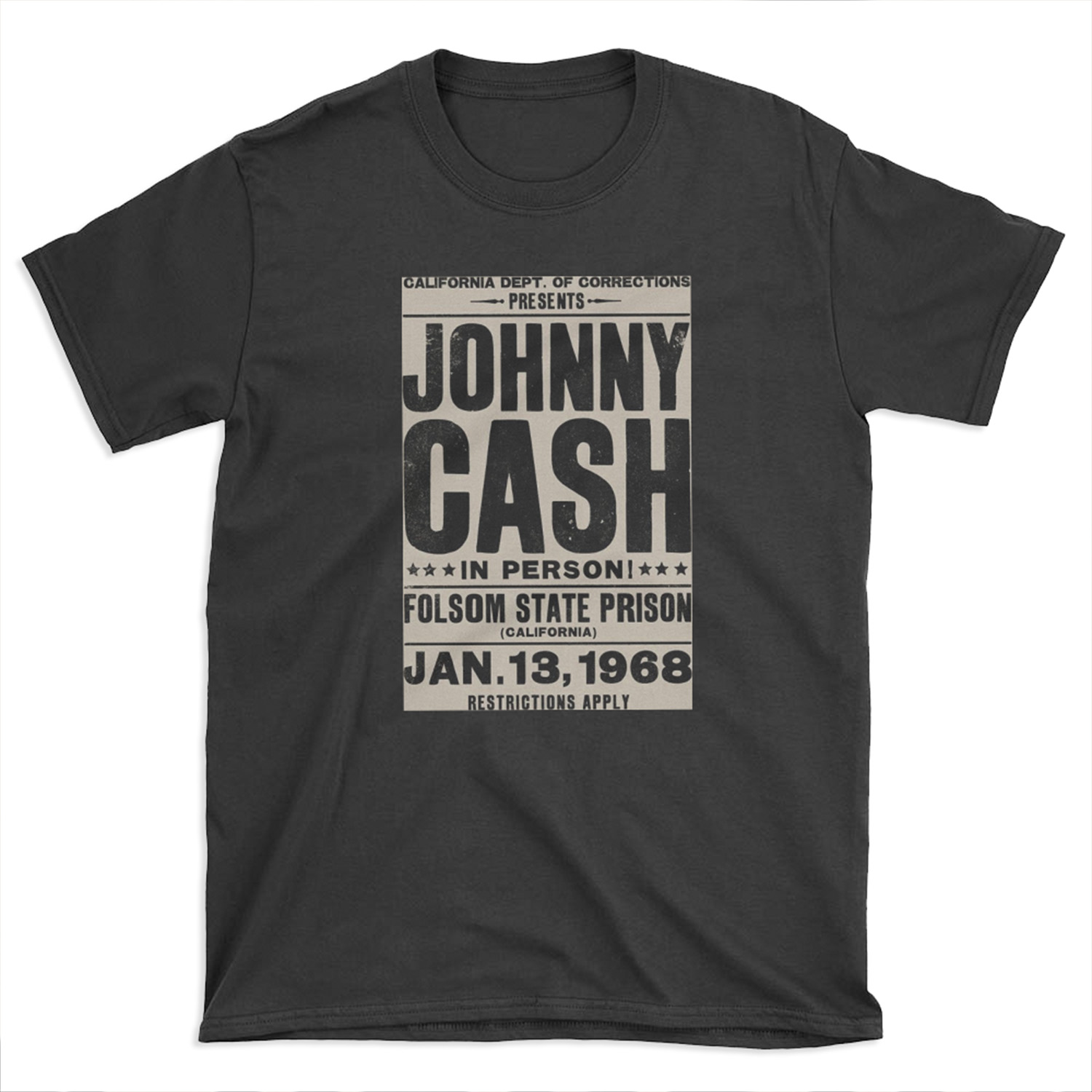 Johnny Cash Vintage Folsom Prison Concert T-shirt Tee