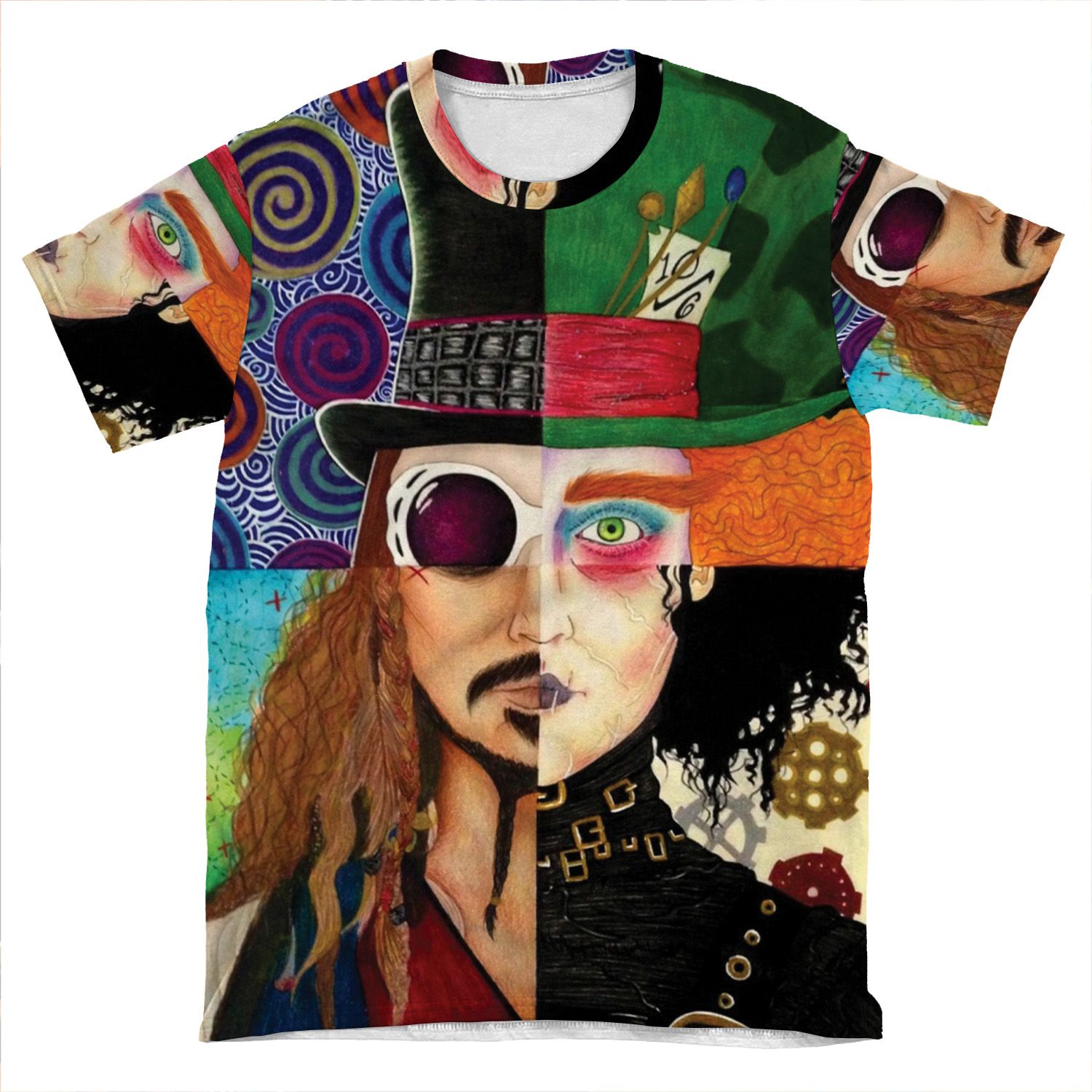 Johnny Depp Character Collage AOP T-shirt Tee
