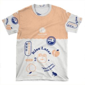Kiss Later Peach Milk Carton Concept Phone AOP T-shirt Tee