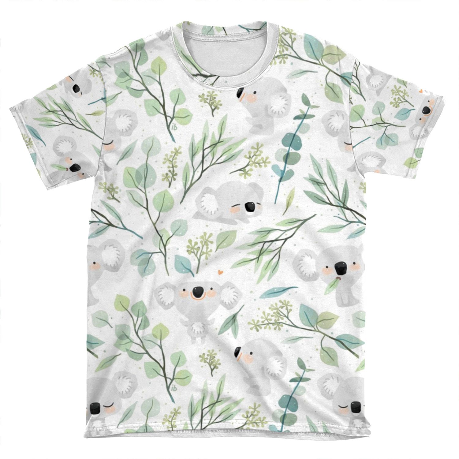 Koala And Eucalyptus Pattern AOP T-shirt Tee