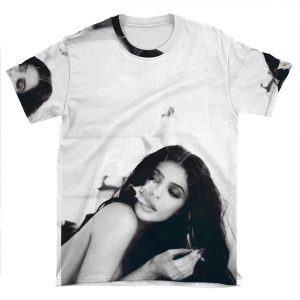 Kylie Jenner Monochrome Chilling AOP T-shirt Tee