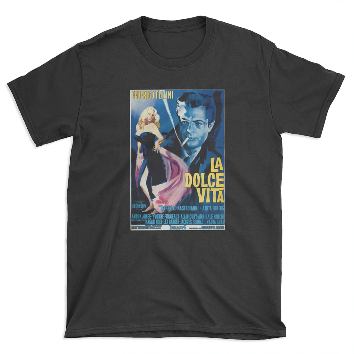 La Dolce Vita 1960 Federico Fellini movie poster T-shirt Tee