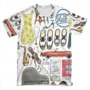 La La Land Illustration Jazz Saxophone Music Musical AOP T-shirt Tee