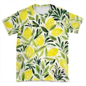 Lemons Watercolor On Creme White AOP T-shirt Tee